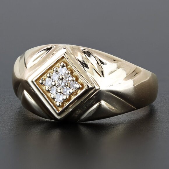 Vintage 14k Yellow Gold Diamond Wedding Band Ring - Picture 6 of 8